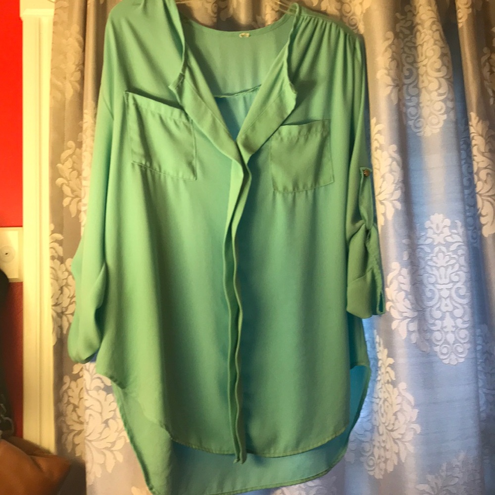 Teal button down style blouse